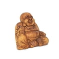 thumbnail image 2 of G6 Collection 4.5" Wooden Mini Laughing Happy Buddha Statue Hand Carved Smiling Sitting Sculpture Handmade Figurine Decorative Home Decor Handcrafted Art Decoration, 2 of 6