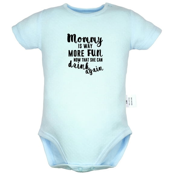 Mommy Is Way More Fun Now That She Can Drink Again Funny Rompers For Babies, Newborn Baby Unisex Bodysuits, Infant Jumpsuits, Toddler 0-24 Months Kids One-Piece Oufits (Blue, 0-6 Months)
