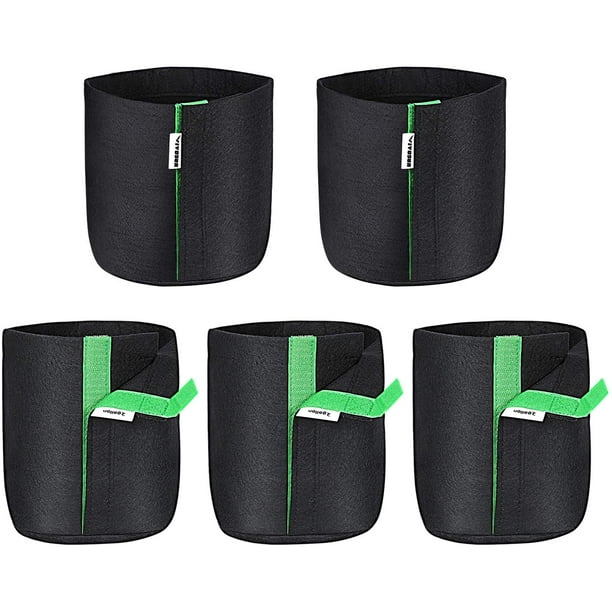 VIVOSUN 5Pack 2 Gallon Grow Bags, Fabric Pots with SelfAdhesion Sides