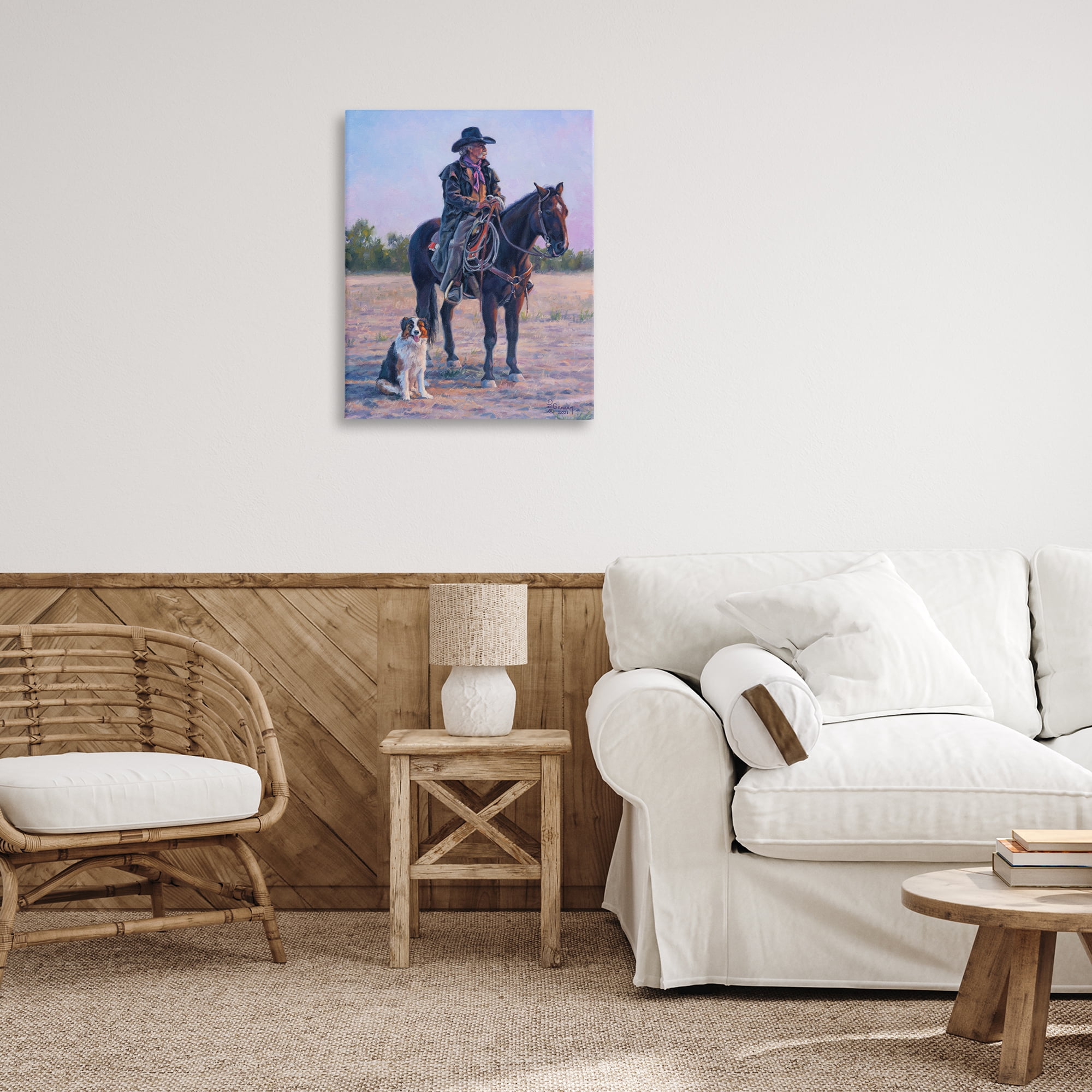 Stupell Industries Old Timers Cowboy Animals & Insects Painting Gallery Wrapped Canvas Art Print Wall Art, 24 x 30