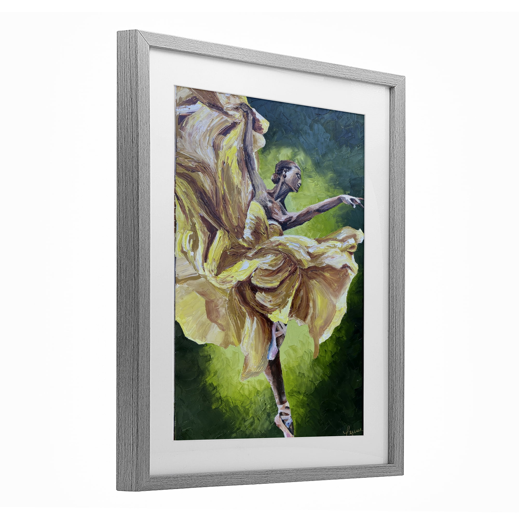 Stupell Industries Primavera Ballet Dancer Gray Framed Print Under Glass, design by Lauren Luna