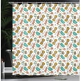 thumbnail image 3 of Ambesonne Knitting Shower Curtain, Yarn Balls Crochet Needle, 69"Wx70"L, Pale Coffee Turquoise, 3 of 4