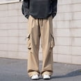 thumbnail image 2 of Cargo Pants for Men, Solid Color Pocket Elastic Waist Casual Fashion Trousers for Spring Summer, 2 of 7