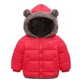 thumbnail image 1 of Veste Matelassée pour Enfants Garçons Filles Plus Velours Doudoune Nouvelle Veste d'Automne Vêtements d'Hiver Rouge 3-4T, 1 of 8
