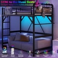 thumbnail image 4 of Hijob Twin Size Loft Bed with Removable Charging Station, LED Lights, Industrial Heavy Duty Metal Twin Loft Bed with Multi-functional Fabric Storage and Safety Guard Rails for Space, Black, 4 of 9