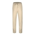 thumbnail image 4 of MDUKONU Men's Lightweight Summer Linen Blend Trousers Straight Leg Casual Wear KH1 XXL, 4 of 7