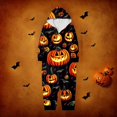 thumbnail image 1 of Family Halloween Pjs Matching Sets Halloween Print Long Sleeve Zippered One Piece Pajama Hooded Jumpsuit Winter Halloween Pjs Family Set, 1 of 4