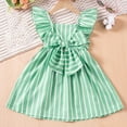 thumbnail image 6 of vdgthytj Toddler Baby Girls Dress Cute Striped Ruffle Sleeveless Bowknot Summer Birthday Party Dress 1-6 Years, 6 of 8