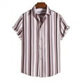 thumbnail image 2 of Besolor Mens Button down Shirts Stripe Lapel Short Sleeve Tops Casual Summer Beach Vacation Tees, 2 of 6