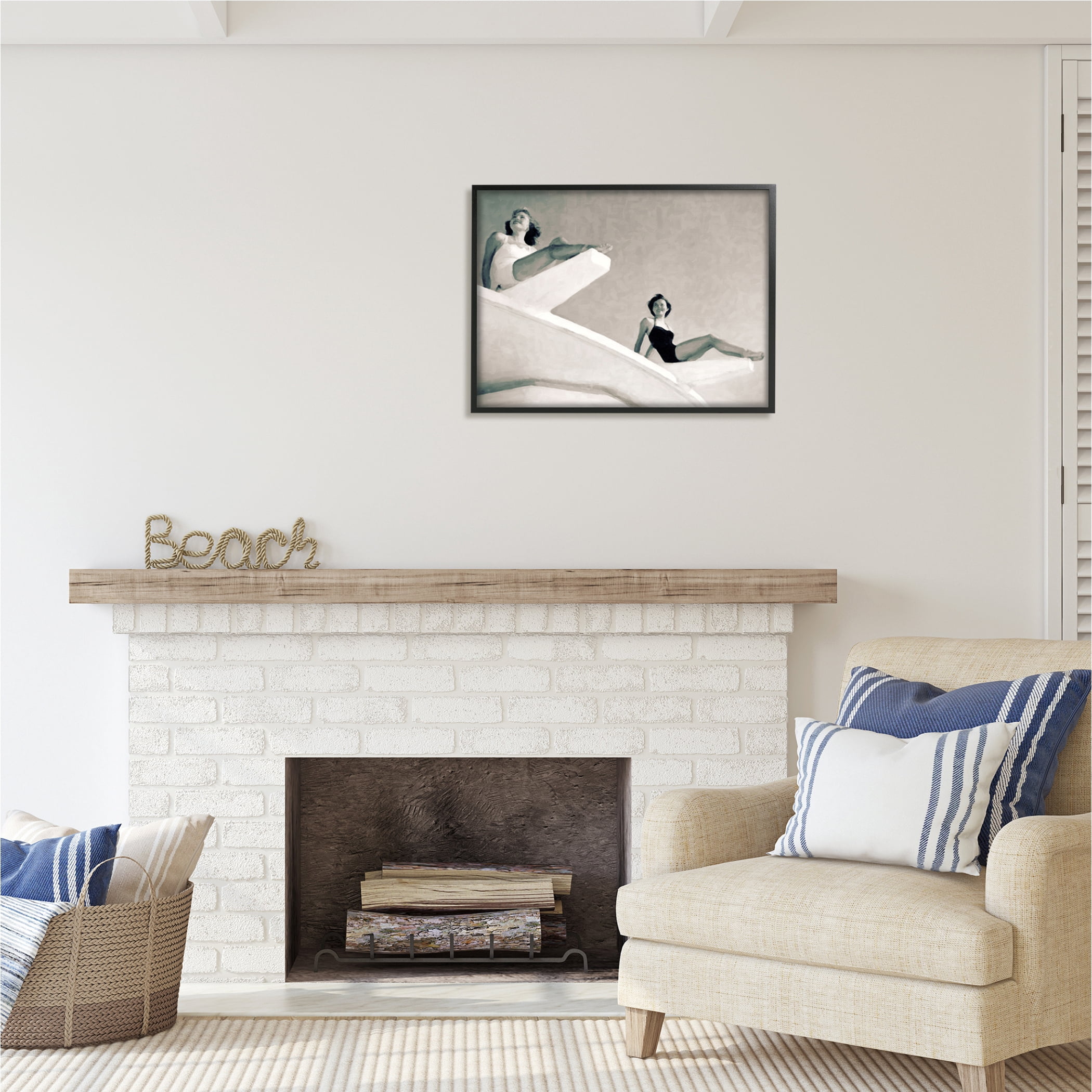 Stupell Industries Girls on Diving Boards Novelty Photography Black Framed Art Print Wall Art, 30 x 24
