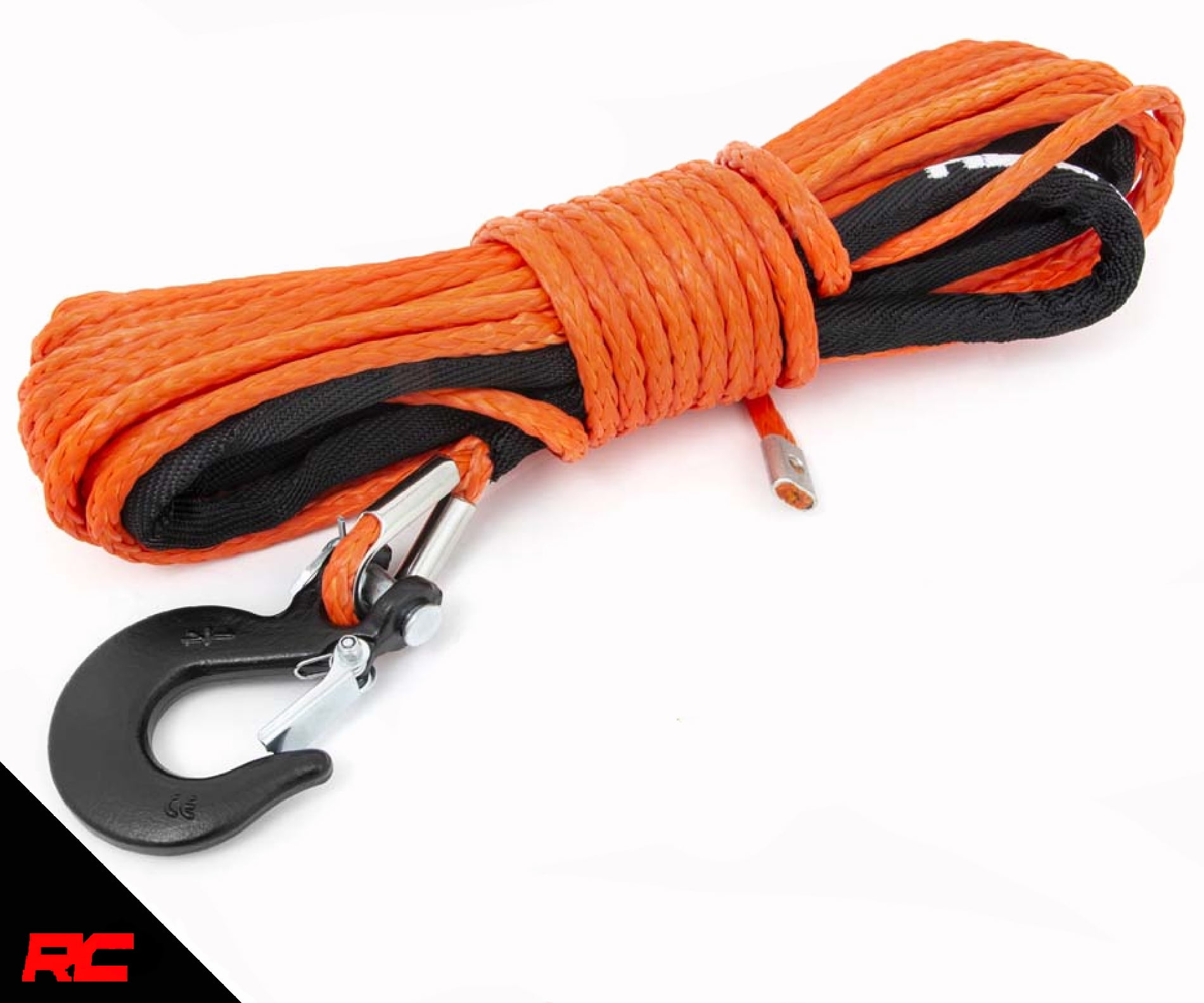 Rough Country Synthetic UTV/ATV Winch Rope Clevis Hook Sleeve 50 FT