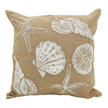 SARO 5441.N20S 20 in. Moravia Square Seashells Down Filled Throw Pillow - Natural