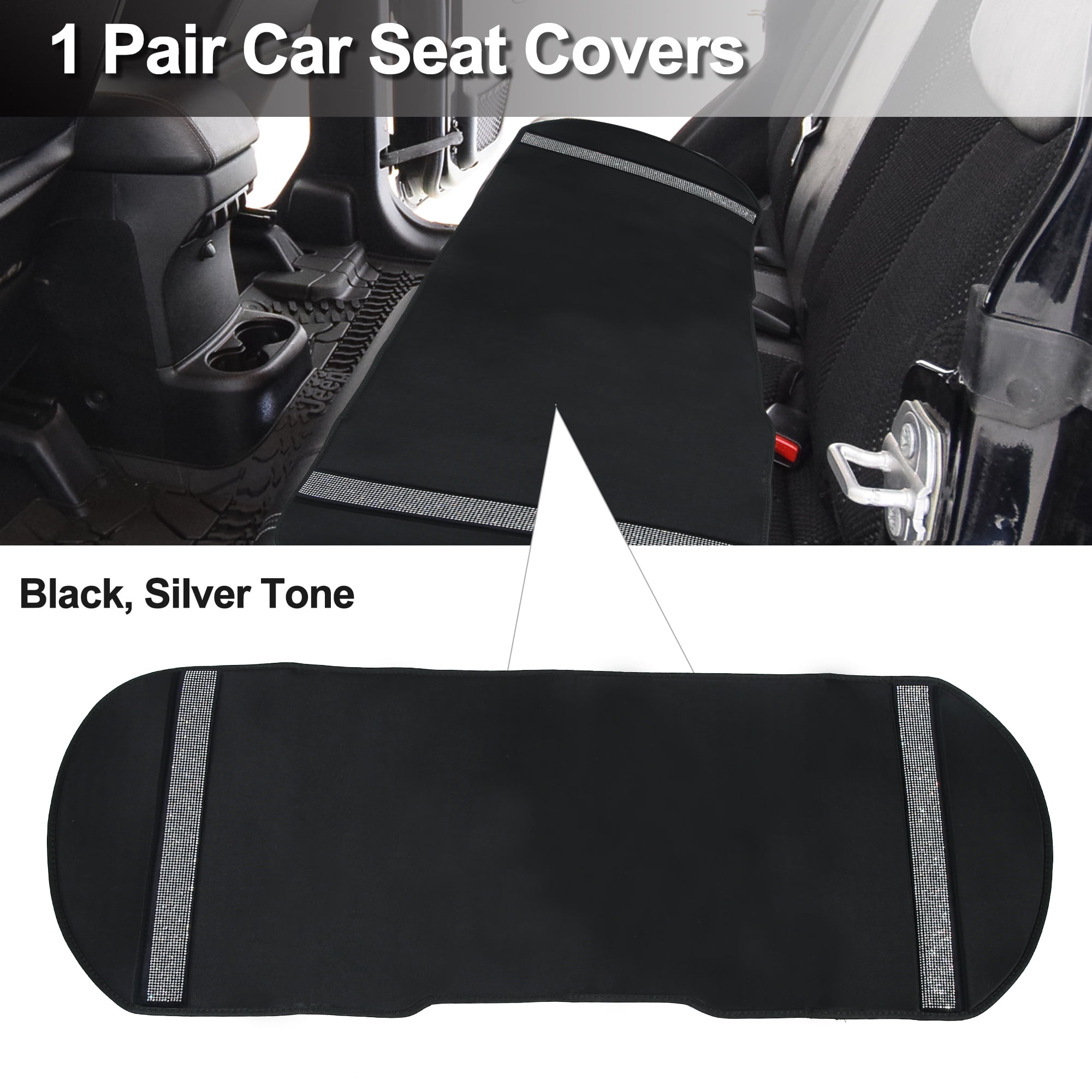 Unique Bargains Bling Car Rear Back Seat Mesh Covers Pad Mat Faux Leather Universal Black