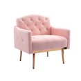 thumbnail image 3 of Modern Accent Chair, Soft Teddy Armchair with Rose Golden Legs, Leisure Single Sofa/ Wide Pad Lazy Sofa for Bedroom, Living Room, 3 of 9