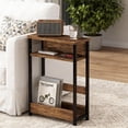 thumbnail image 5 of GarveeHome Narrow Side Table with Storage Shelf, 3-Tier Slim End Table with Magazine Holder, Modern Sofa Thin Tables, Brown, 5 of 7