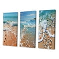 thumbnail image 3 of Designart "Seashore Memory Trails" Nautical & Beach Wall Art Set Of 3 - Beige Pier Canvas Set For Living Room Decor, 3 of 7