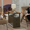thumbnail image 2 of Wooden Narrow End Table with Flip Top Charging Station, 2 Drawers, Type-C & USB Port, Power Outlets, for Living Room & Bedroom, 2 of 7
