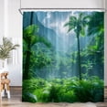 thumbnail image 5 of Natural Scenery Forest Green Shower Curtain Trees Sunshine Tropical Forest Nature Bathroom rations Bath Curtain with, 5 of 7