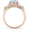 thumbnail image 6 of Two Piece Round Vintage Style Ring Aquamarine Cubic Zirconia Rose Tone 925 Sterling Silver, Size 7, 6 of 7