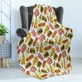 thumbnail image 4 of Food Soft Flannel Fleece Throw Blanket, Fun Fast Food Cartoon Hot Dog Hamburger Pizza Slice Ice Cream Cone Soda Cup, Cozy Plush for Indoor and Outdoor Use, 50" x 70", Multicolor, by Ambesonne, 4 of 5