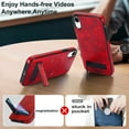 thumbnail image 3 of Allytech Magnetic Case for iPhone XR with Foldable Kickstand,【Compatible Magsafe】Ultra Slim Retro PU Leather Camera Screen Protection Shockproof Anti-Drop Back Case for Women Men - Winered, 3 of 7