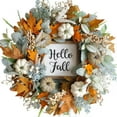 thumbnail image 6 of FlareFable 1.5FT Flower Halloween Wreath with Pumpkin, Artificial Greenery Garland with Flower Thanksgiving & Harvest Festival Decorations, Fake Floral Wreath for Front Door, Wall & Fall Decor, 6 of 9