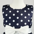 thumbnail image 5 of Girl's Vintage Dress 50s Retro Polka Special Occasion Dresses Sleeveless A-Line Flowy Kids Party Princess Dress Kids off the Shoulder Dress Dark Blue 130, 5 of 7