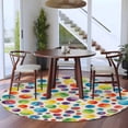 thumbnail image 3 of Colorful Polka Dot Round Area Rug 5Ft Washable Circle Rugs for Living Room Bedroom, Cartoon Watercolor Geometric on Linen Non-Slip Carpet Floor Mats Indoor Outdoor Carpet Runner Aesthetic Home Decor, 3 of 8
