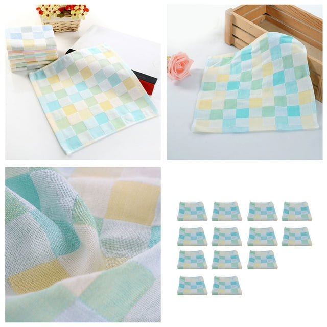 10Pack Square Towels Plaid Towel Kids Bibs Daily Use Hand Face Towels For Kids Bath Towels Pattern Drying Towels for Body Tan Bath Towels Oversize Towel 40x80 Bath Sheets Towels Small Inexpensive Bath