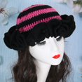 thumbnail image 3 of MesaSe Sweet Girls Crochet Ruffled Brim Bucket Hat Cute Ladies Fisherman Hat Exaggerated Style Teens Winter Windproof Hat, 3 of 21