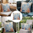 thumbnail image 4 of Throw Pillow Covers, Coastal Jellyfish 16x16 Pillow Covers for Couch/Sofa/Bed, Nautical Ocean Orange Blue Coral Leaves Decorative Square Linen Cushion Pillowcase for Home Decor, 4 of 9