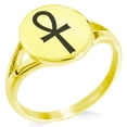 thumbnail image 1 of Stainless Steel Egyptian Ankh Cross Minimalist Oval Top Polished Statement Signet Ring, 1 of 1