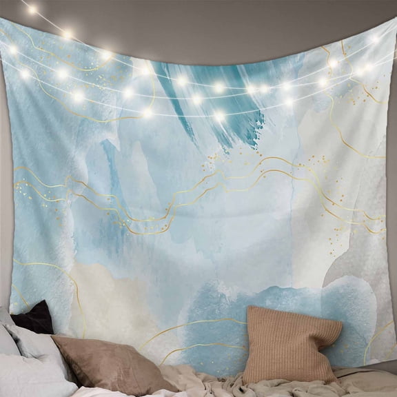 Teal Ombre Marble Large Tapestry for Bedroom Wall Hanging Tapestry,Yellow Modern Geometric Abstract Art Ceiling Backdrop Tapestries Poster Blanket Wall Decor for Teens Room Living Room Dorm 85" x 90"