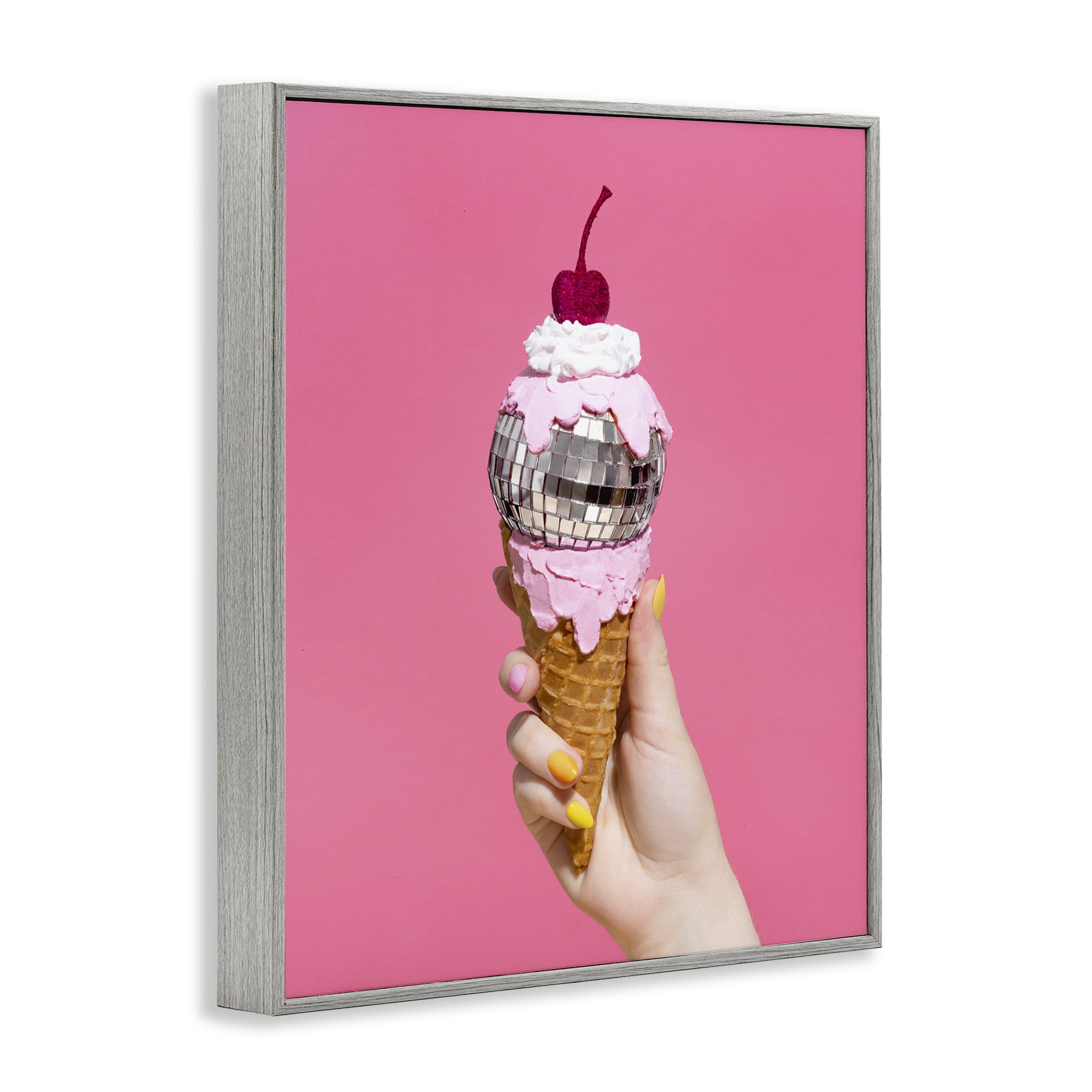 Stupell Industries Glam Disco Ice Cream Food & Beverage Painting Gray Framed Art Print Wall Art, 11 x 14