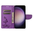 thumbnail image 6 of SaniMore for Samsung Galaxy S21 FE Case with Wrist Strap, Butterfly Embossed Magnetic Card Slot & Cash Bag Shockproof PU Leather Flip Folding Wallet Kickstand for Samsung S21 FE, Purple, 6 of 7