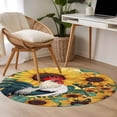 thumbnail image 4 of Round Rugs 4Ft, Sunflower Rooster Round Area Rug Washable Indoor Throw Carpet, Vintage Watercolor Summer Flower Soft Non Slip Circle Rug for Kitchen Nursery Room Home Decor Aesthetic, 4 of 8
