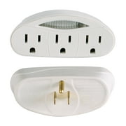 Hyper Tough 3-Outlet Grounded Indoor White Tap with Night Light, 15 Amps