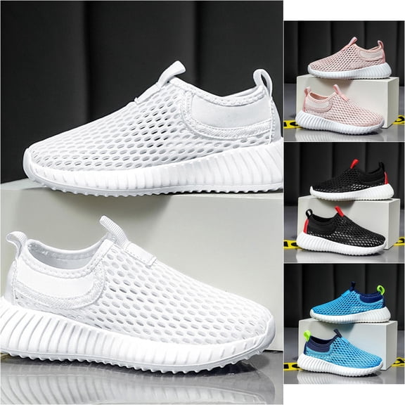 VOUZZA Unisex Kids On Breathable Mesh Sneakers, Lightweight Hollow Out Athletic Tennis Shoes, Casual Soft Sole Walking Running Loafers for Youth 5-12Y