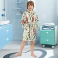 thumbnail image 5 of FORMRS Niños Bathrobe Unisex Hooded Robe Soft Plush Pajamas Sleepwear, Size 2-3T, Red Floral Pattern, 5 of 7