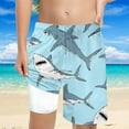 thumbnail image 2 of shoper Boys Swim Trunks with Compression Liner High Waist Stretch Swim Shorts Light Blue 7T, 2 of 5