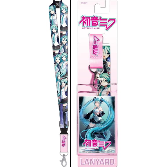 Hatsune Miku Reversible Lanyard with Breakaway Clip and ID Holder
