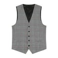 thumbnail image 4 of Cloudstyle Men's V-Neck Checkered Vest, Adjustable Casual Sleeveless Jacket with Side Pockets, 4 of 10