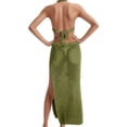 thumbnail image 3 of Womens Crochet Beach Cover Up Dress V-Neck Sleeveless Long Knit Halter Backless Bikini Wrap with Cut-Out, Summer Swimwear Cover Ups, 3 of 7