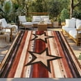 thumbnail image 3 of Fsddascl Brown Red Star Western Outdoor Rug for Patio/Deck/Porch, Non-Slip Large Area Rug 4 x 6 Ft, Vintage Country Wooden Indoor Outdoor Rugs Washable Area Rugs, Reversible Camping Rug Carpet, 3 of 5