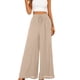 thumbnail image 4 of Pantalones de verano de pierna ancha para mujer, cinturón elástico, pantalones de falda larga de cintura alta y pierna ancha para mujer, 4 of 5