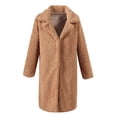 thumbnail image 4 of Women's Fuzzy Fleece Winter Jacket Lapel Coat Mid Length Teddy Coat, 4 of 6
