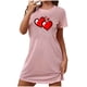 thumbnail image 2 of Camisón corto de San Valentín para mujer, talla grande, estampado en el pecho, cuello redondo, manga corta, 2 of 3