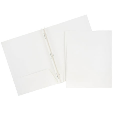 JAM Glossy Two Pocket Clip Folders, White, 25/Pack