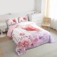 thumbnail image 3 of Castle Fairy Flying Pink Butterfly 2Pcs Bedding Comforter Set for Children Women Girls,Floral Pink Rose Twin Comforter Sets,Gradient Ombre Breathable Bedding Set,Luxury Bedroom Decor, 3 of 8