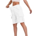 thumbnail image 2 of Women's Bermuda Cargo Shorts Casual Summer Shorts with Pockets Plus Size Loose Fit Elastic Waist for Hiking 2026, M, 2 of 8